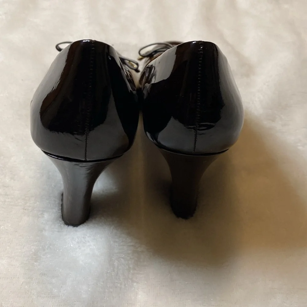 Franco Sarto Brown Leather Pumps With Bow Sz 7.5